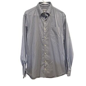 Peter Millar Mens Medium Gingham‎ Button Down Long Sleeve Shirt Blue Green